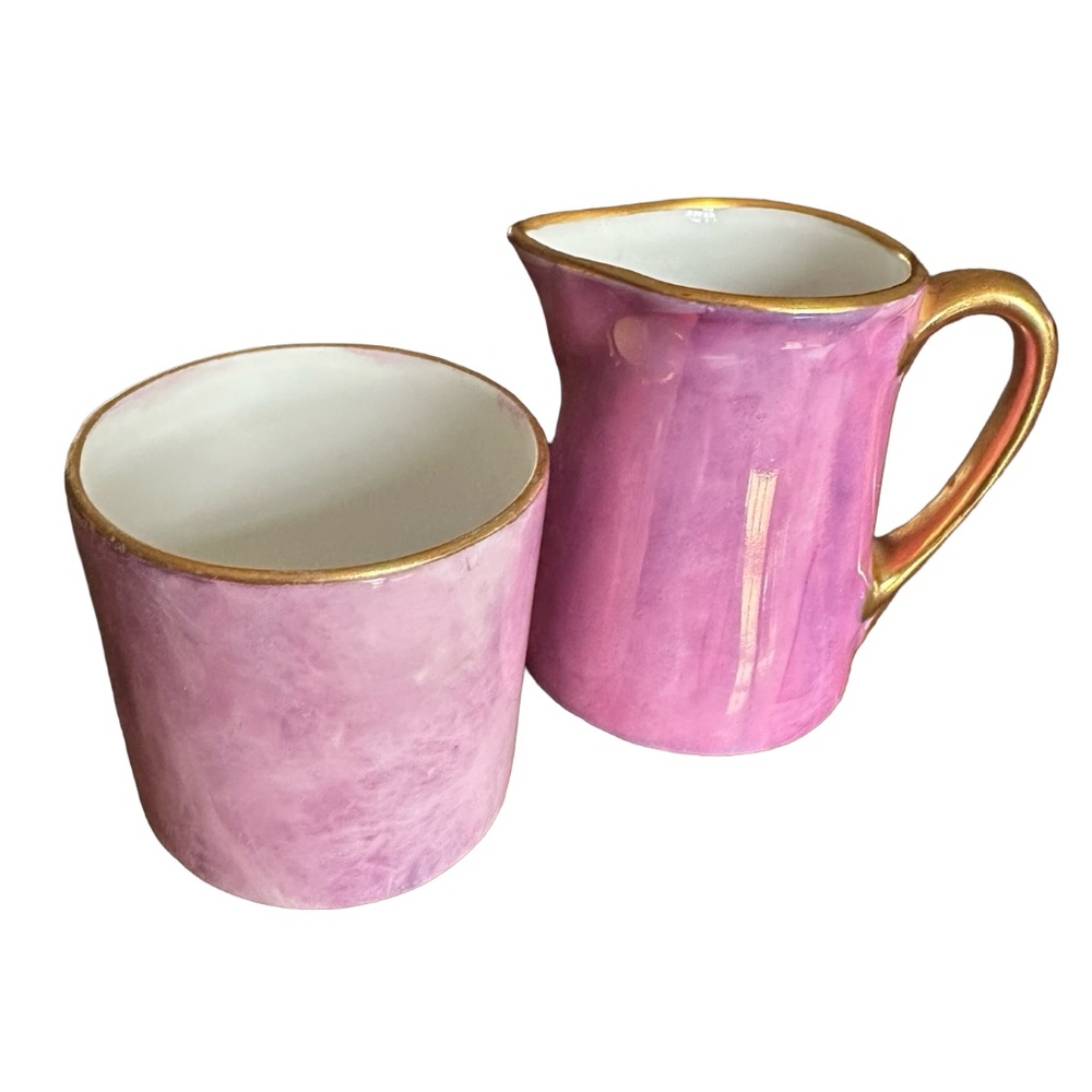 Z. S. & CO. (ZECH SCHERZER) Bavaria Pink Porcelain Creamer & Cup (pair of 2)